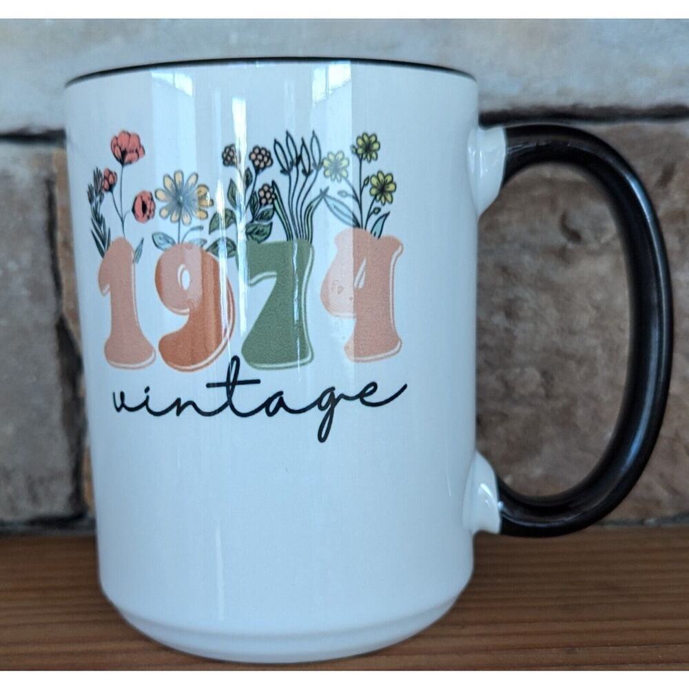 Coffee/Tea Mug 50th Birthday Vintage 1974 Flowers